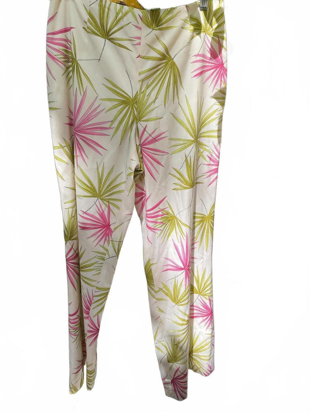 Vintage Talbots Tropical Print White/Pink/Green Leaf Pattern Silk 6 Petite